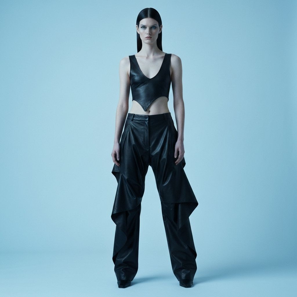 Draped Leather Trousers